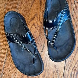 Tatami black leather slip on sandals